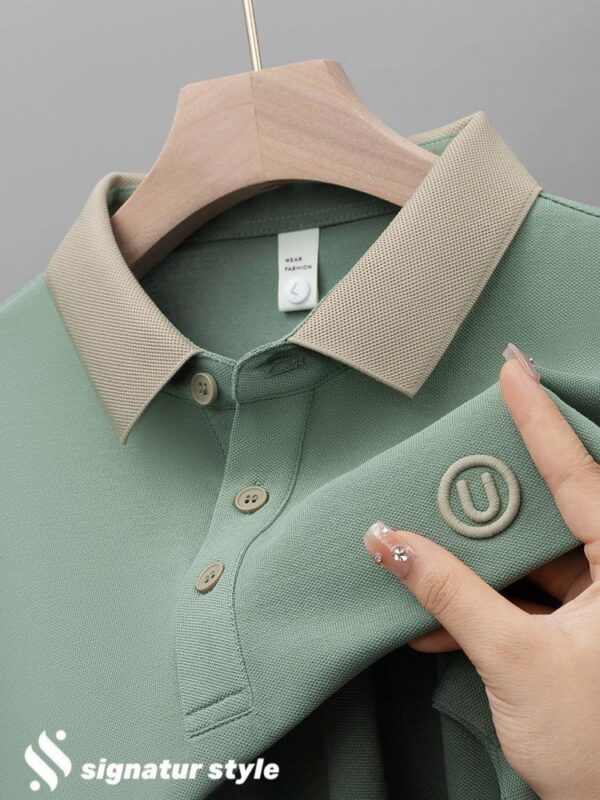 Men’s Chinese Style shorts Sleeve Polo Shirt - Image 4
